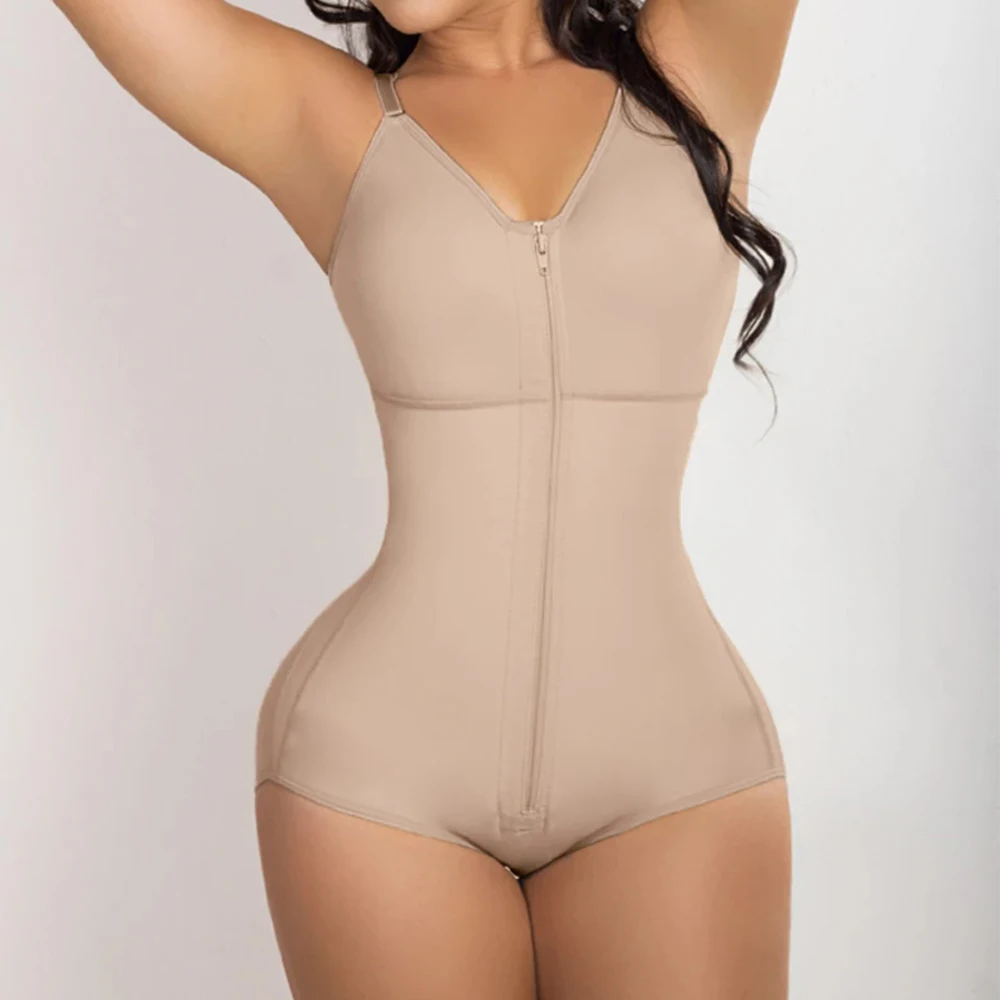 

Thong Shapewear Post Surgery High Compression Body Shaper with Bra PostPartum Lift Buttocks Lace Corset Girdles For Women