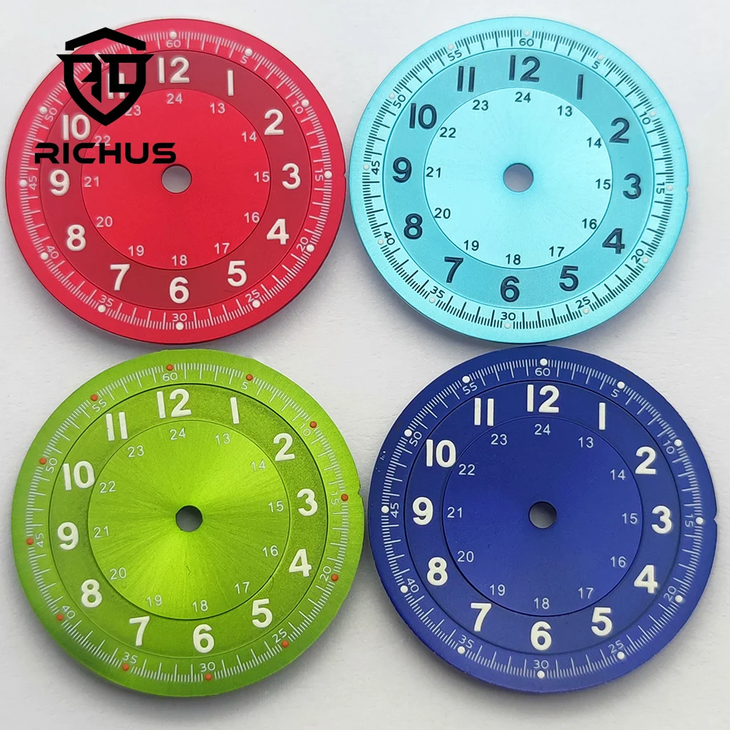 RICHUS Sterile Dial 29mm Watch Dial Green Luminous Fit NH34 NH35 NH36 ETA2824 2836 Miyota8215-DG Movement Watch Accessories