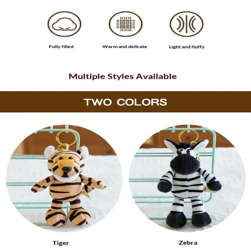 Niedlicher Cartoon-Tier-Plüsch-Schlüsselanhänger 15 cm Schildkröte Elefant Tiger Löwe Nilpferd Waschbär Bulldogge Katze Pinguin Affe Plüschtier – Detail 10