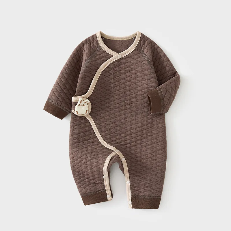 Newborn Baby Rompers Warm Jumpsuit Baby Quilted Air Thickened Rompers Newborn Gown Romper