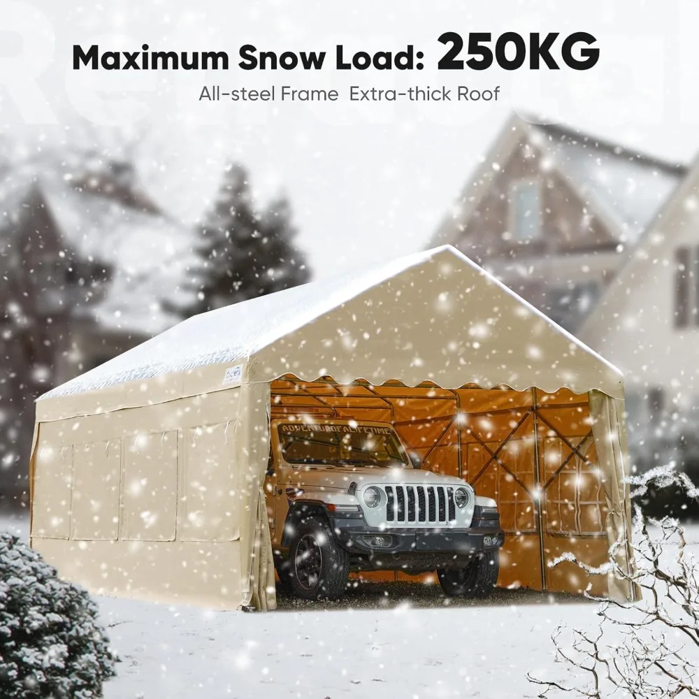 

13'X20' Heavy-duty Retractable Party Tent with Wheels, Portable Awning, and Clear Windows and Curtains