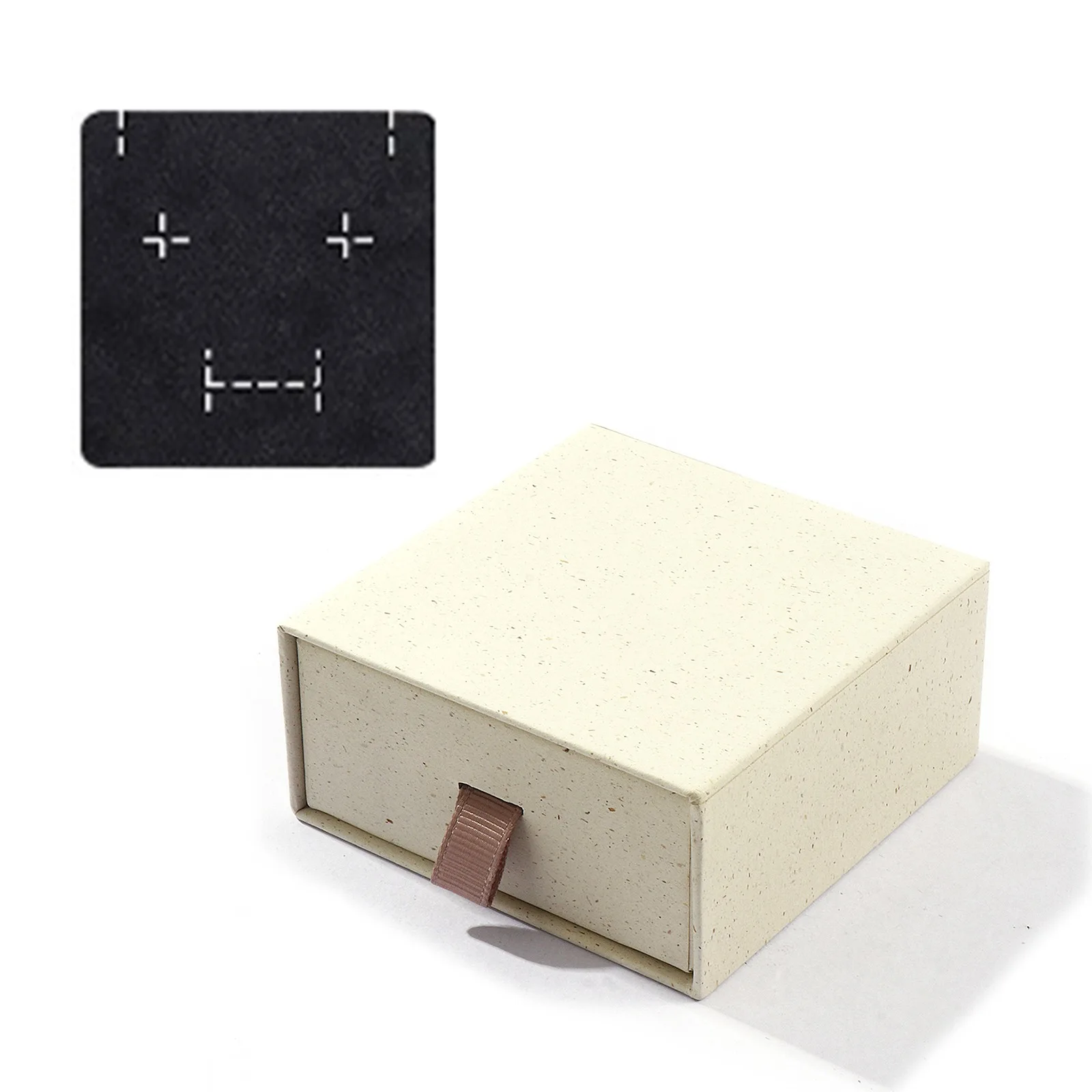2pcs 8Seasons Paper Pull-Out Drawer Jewelry Gift Box Square Creamy-White For Ring Necklace Bracelets Earrings Gift Packing Box