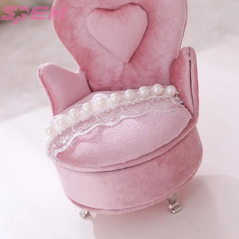 

Original design pearl lace single chair pink velvet jewelry box