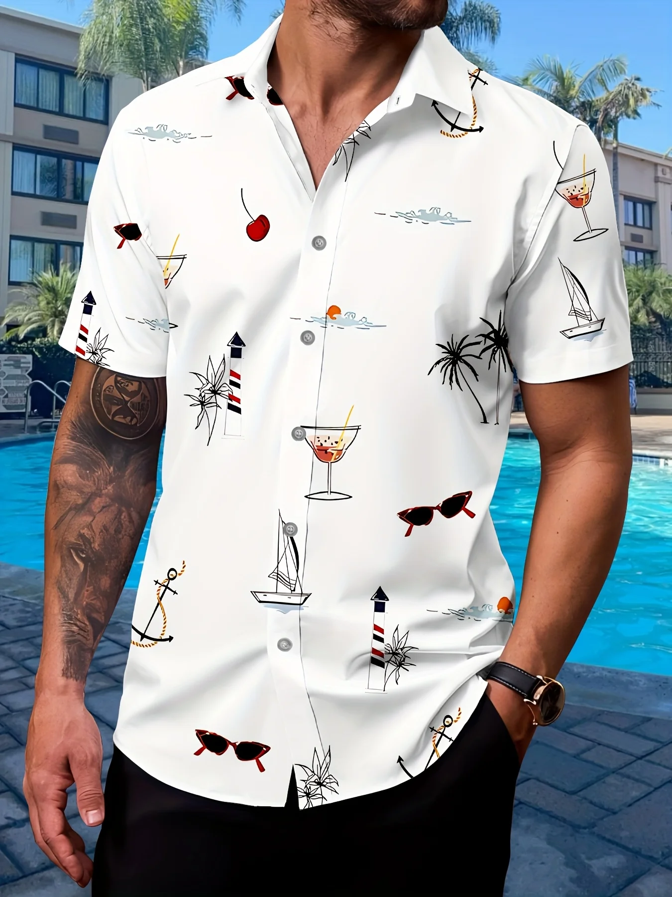 2026 Summer New Style Men's Short-Sleeved Shirt with 3D Pattern Printing for Street Casual Fashion Comfortable and Soft