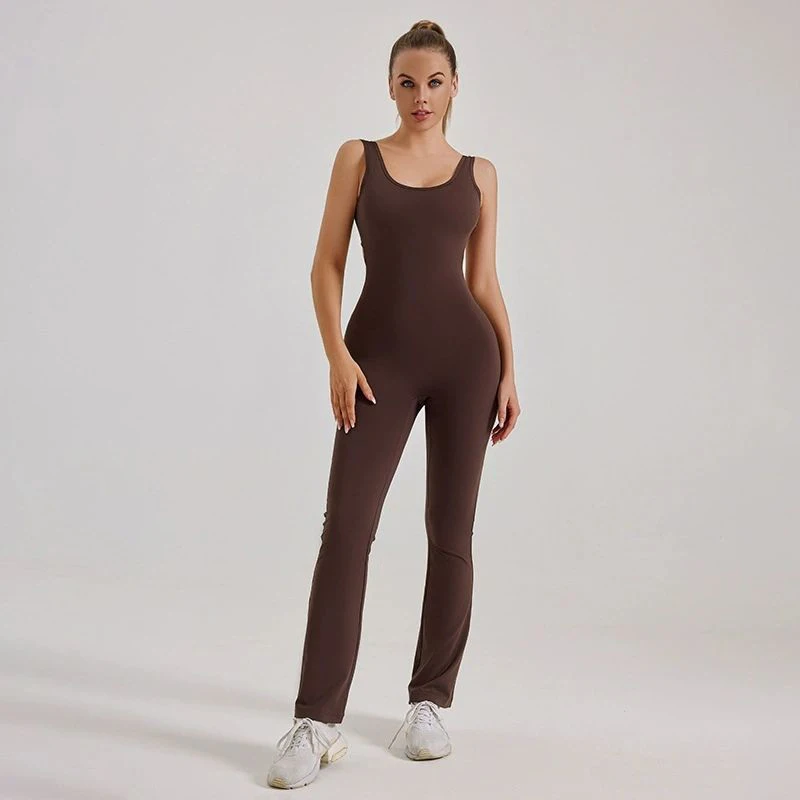 2026 Women New American Style Slim Fit Yoga Bodysuit Fashion Cutout Back Body-Hugging One-Piece Yoga Sets for Running Fitness