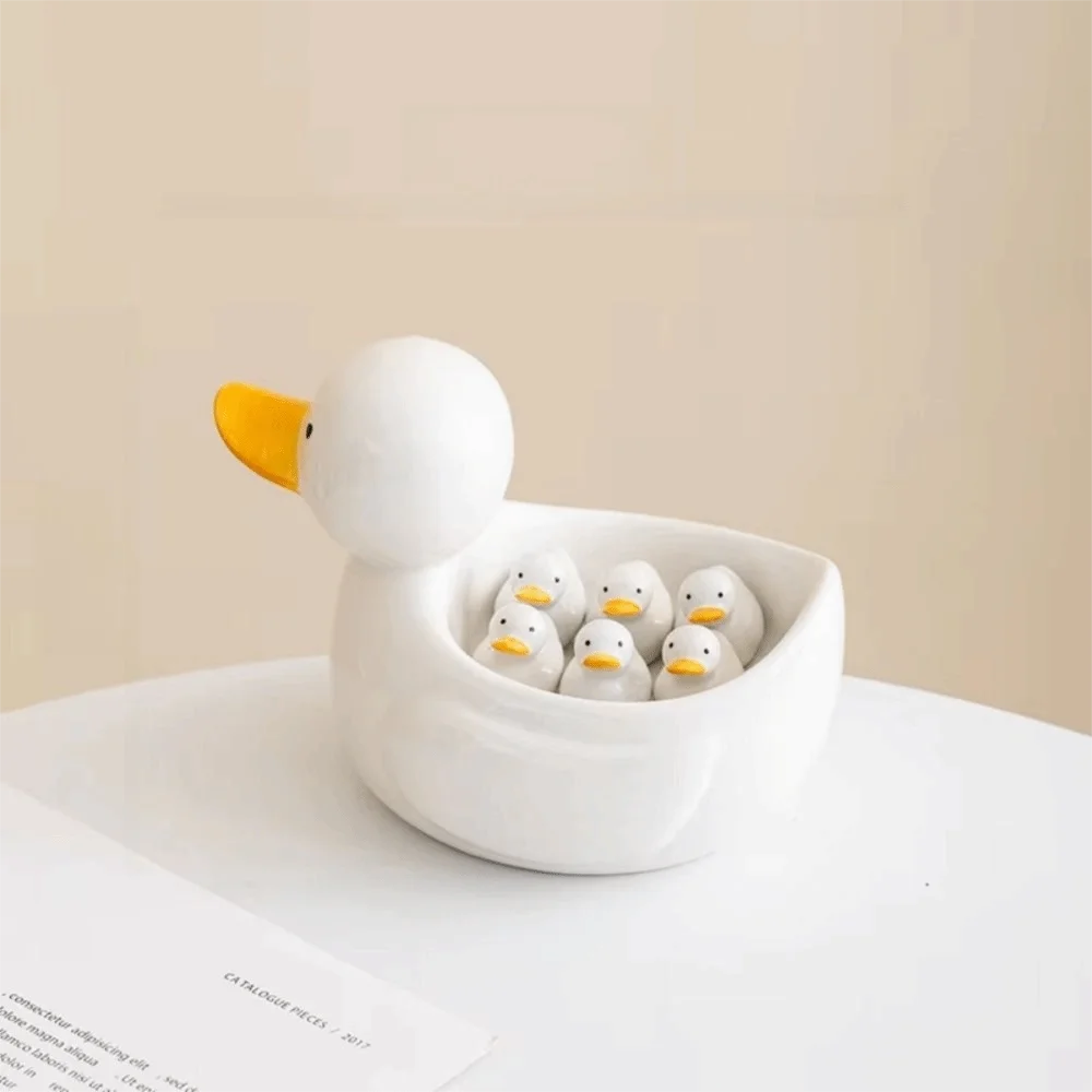 Creative Ceramic Chopstick Stand Cartoon Duck Shape Duck Chopstick Holder Hand-painted Smooth Surface Writing Brush Pen Holder