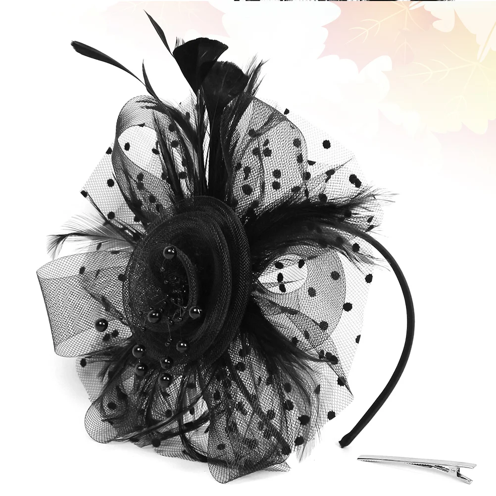 

Flapper Headpiece Headdress for Party Performance Hair Band Feather Flower Net Headband Size 1 Black Woman
