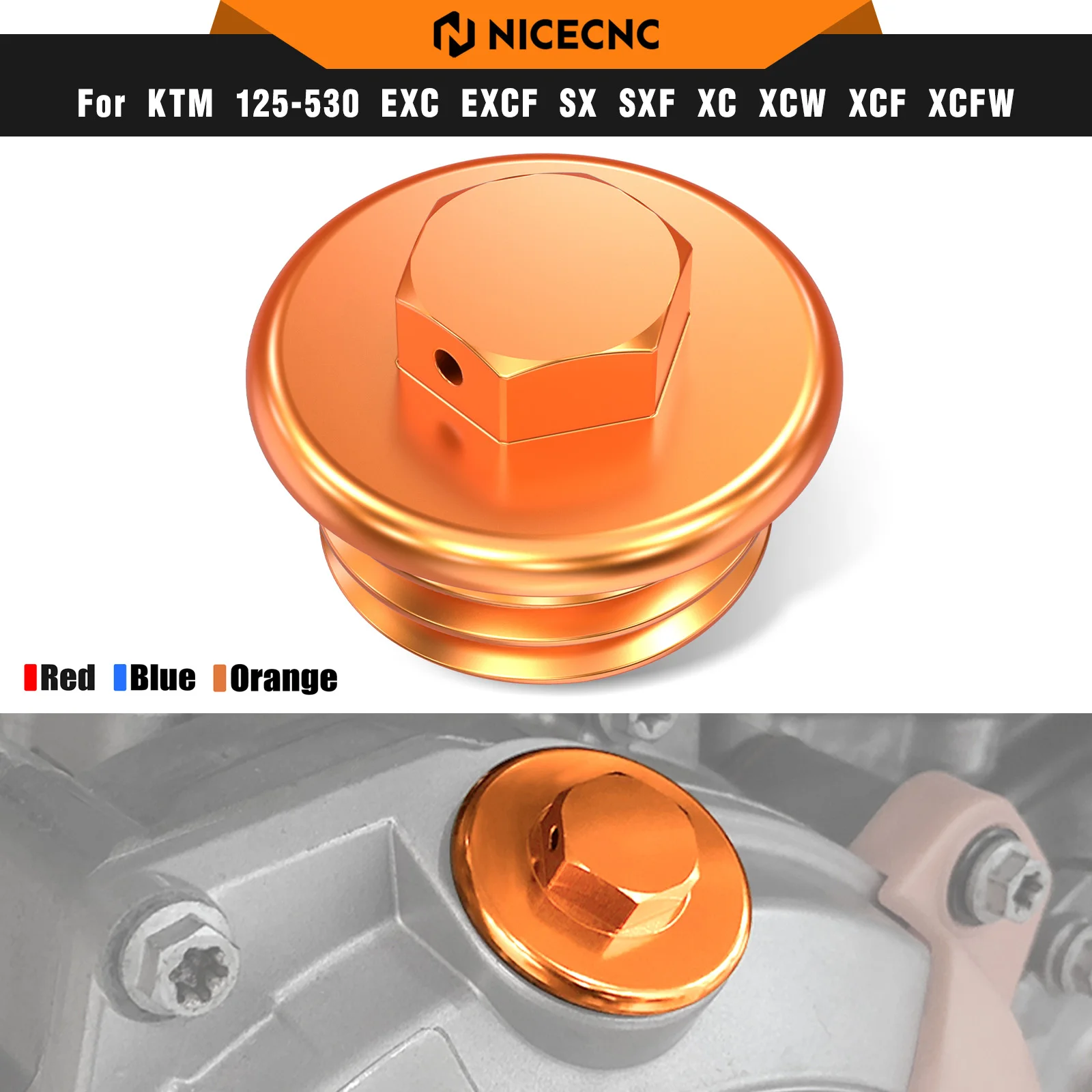 

NICECNC For KTM EXC 300 2004-2023 Engine Oil Filler Plug Cap Cover 450 SXF Factory Edition SX 125 XC 250 XCW 300 XCW-F 350 450