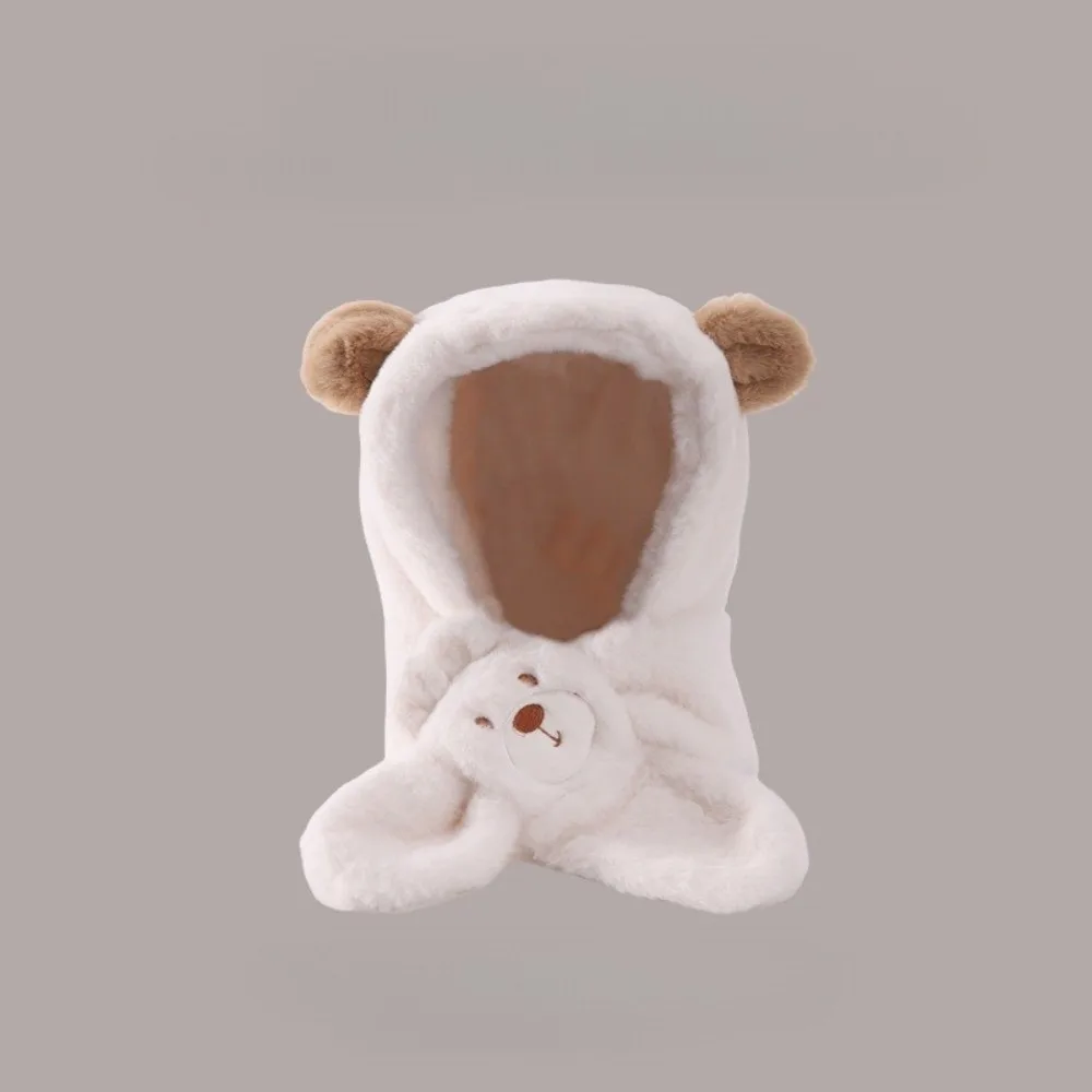 

Cute Plush Integrated Hat Scarf Set Windproof Warm Pullover Cap Coldproof Ear Protection Hat Autumn and Winter