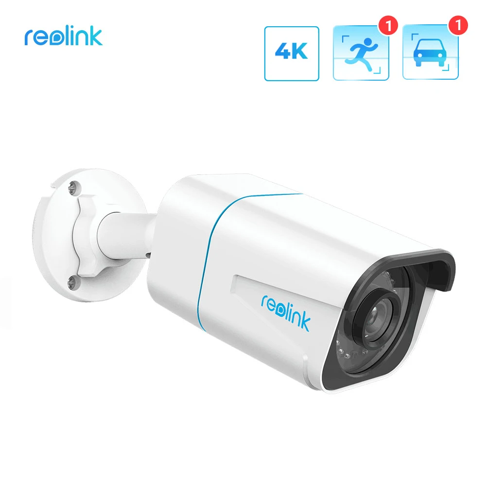 Reolink 4K PoE Outdoor camera Infrared Night Vision Bullet IP Camera with Human/Car Detection Audio Record 24/7 Record RLC-810A