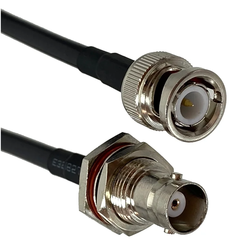 5 peças rg58 bnc plugue macho para bnc fêmea jumper cabo jack anteparo crimp conector 50cm pvc + cobre rf trança cabo de ligação coaxial