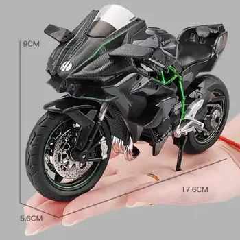 1:12 Kawasaki H2R BWM S1000RR Alloy Motorcycle Toys Diecast Miniature Car Front Wheel Steering Motorbike Children Christmas Gift