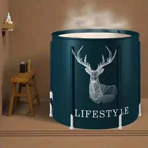 حوض استحمام قابل للطي PVC محمول للبالغين حوض استحمام عازل سميك تصميم محمل دلو بخار ساخن غمر كامل الجسم أعلى 8 مبيعات حوض استحمام ساخن قابل للطي - رقم 8