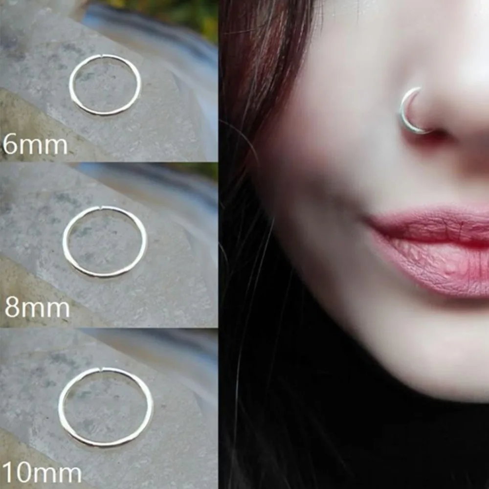 Fashion Stainless Steel Seamless Segment Rings Nose Hoops Ear Piercing Tragus Nose Rings Ear Cartiliage Tragus Sexy Body Jewelry