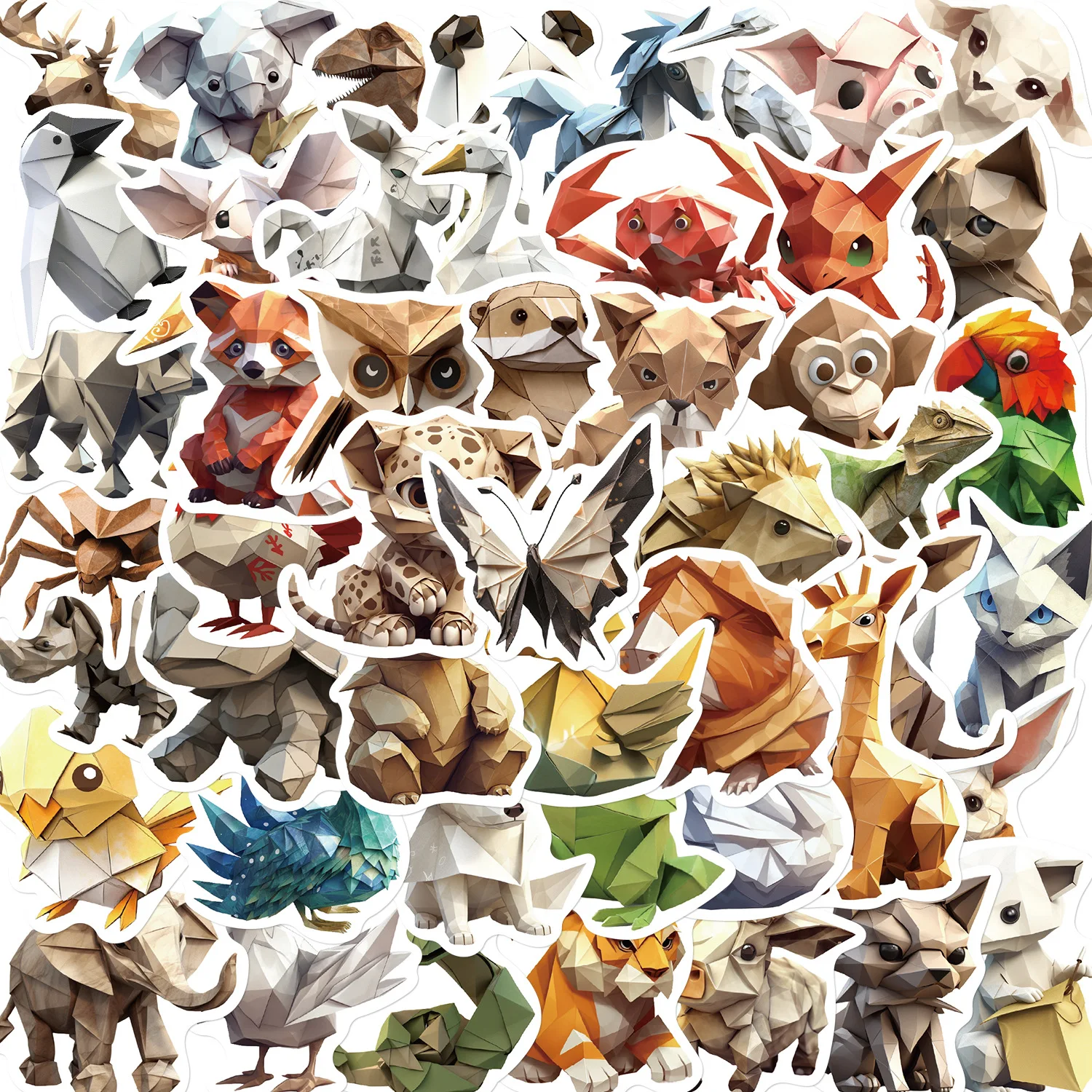 

50Pcs Cartoon Origami Animal Series Graffiti Stickers Suitable for Luggage Phone Cases Laptop Decoration Stickers DIY Toys