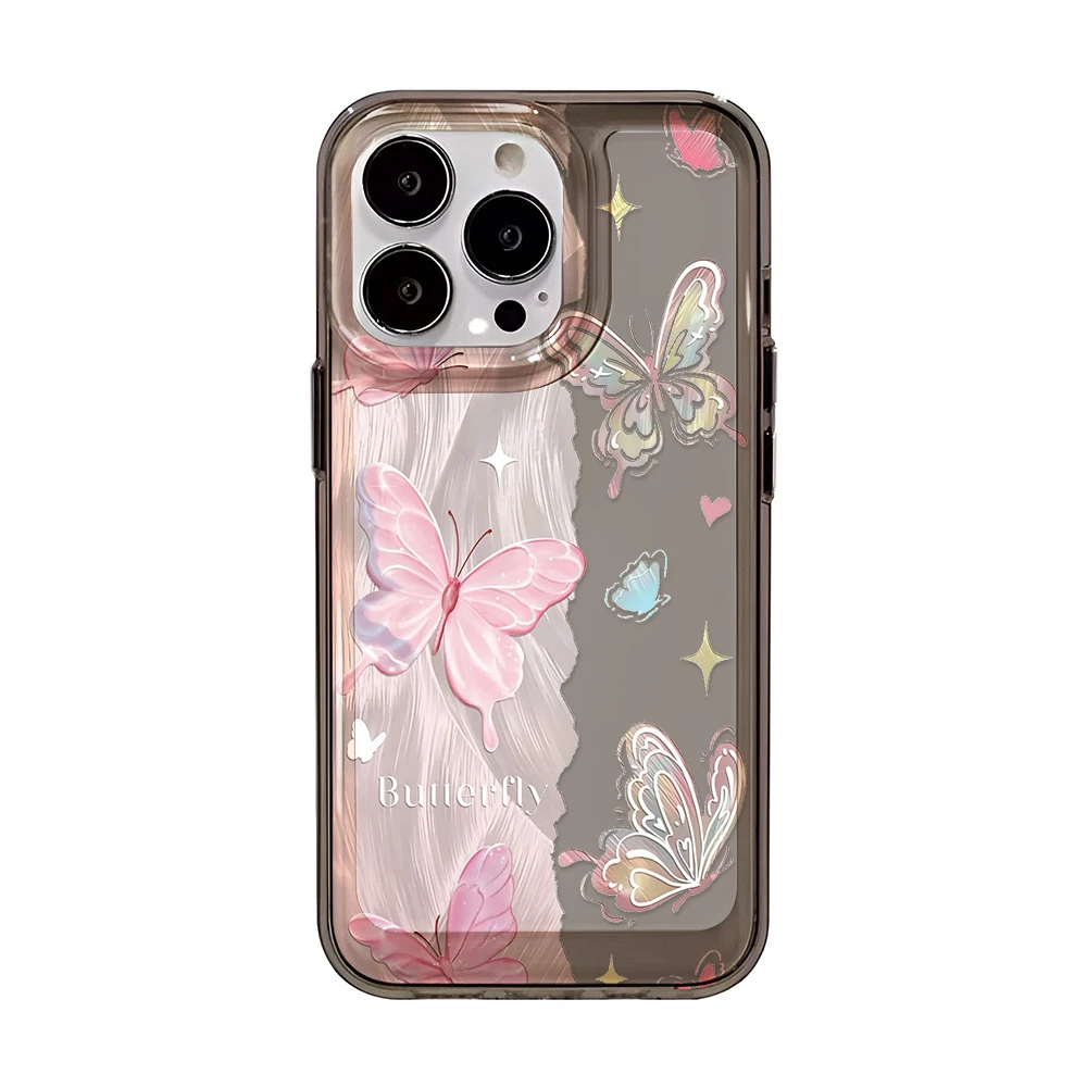 Colored butterfly For iPhone 16 15 14 13 12 11 Pro Max Plus Phone Case 17 Air 16 Advanced Anti Fall Phone Case Cover