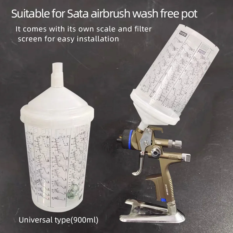 Imagem -04 - Pistola de Pulverizador Descartável Lavagem Livre Pote Adequado para Sata Pistola Óleo Baseado Universal tipo 900ml Plástico Arma Copo Acessórios