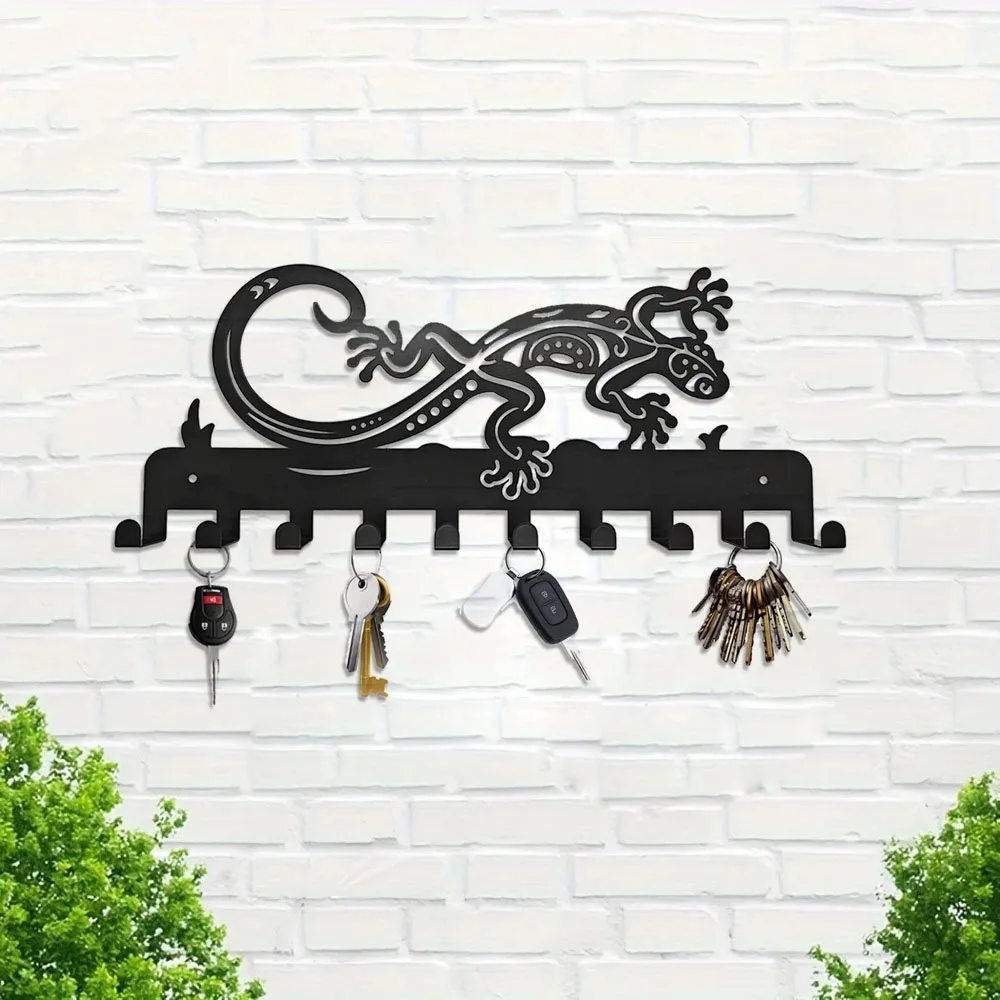 

1PC Lizard Metal Wall Hanging Towel Holder Rack With 10 Hooks, Durable Coat Rack, Key holder, key hanger, Towel Rack Gift