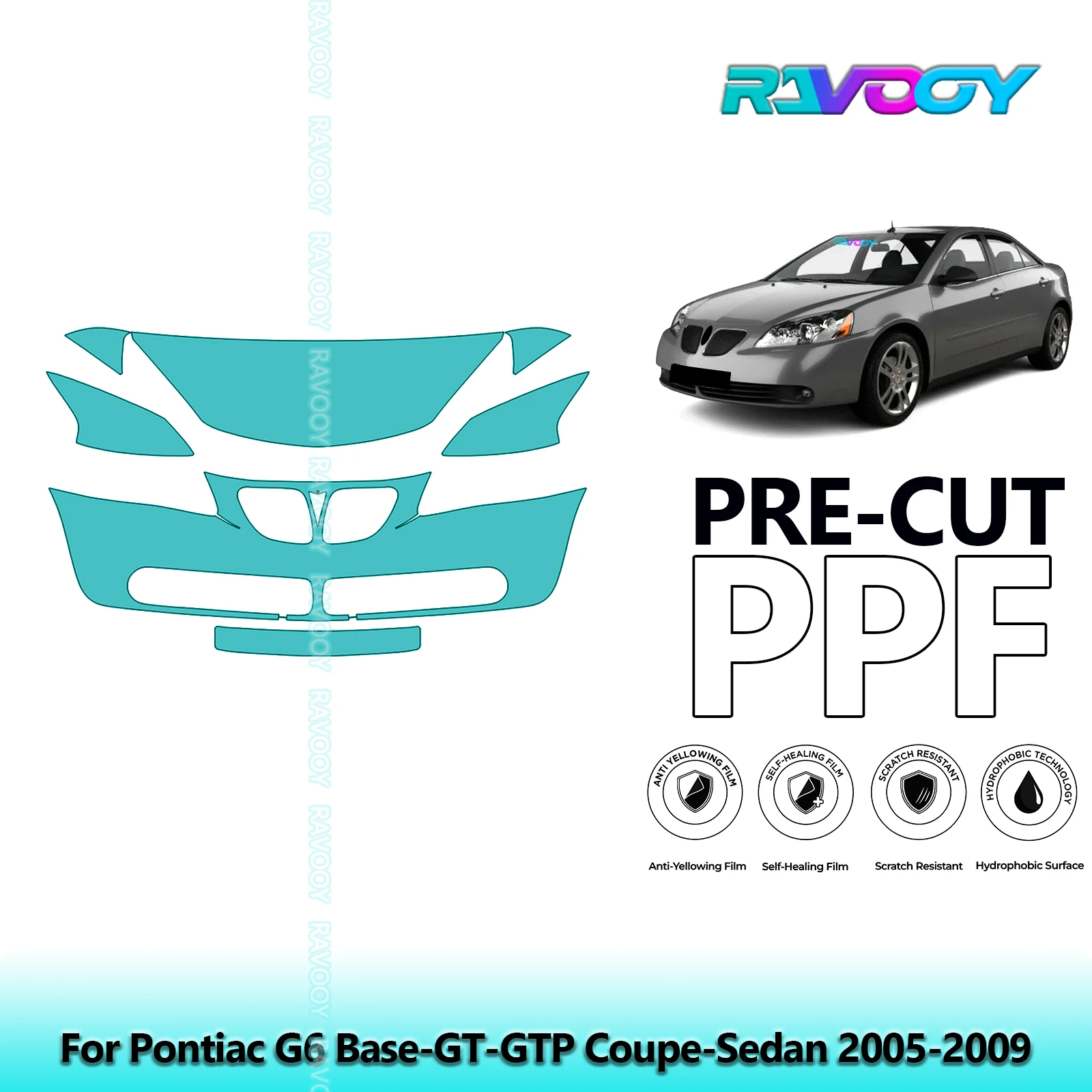 

Автомобильный передний комплект, прозрачный бюстгальтер, предварительно вырезанная защитная пленка PPF для Pontiac G6 Base-GT-GTP Coupe-Sedan 2005-2009