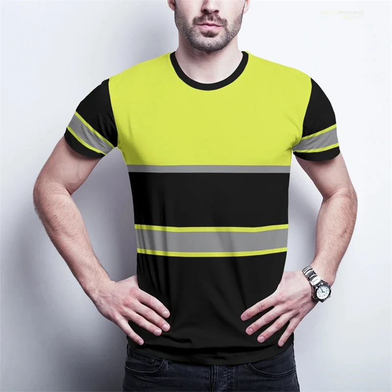 

High Quality 2025 Men T-shirts Fake Work Clothing 3D Print Breathable Uniform Tees Cosplay Sweat Wicking Loose Oversized T Shirt
