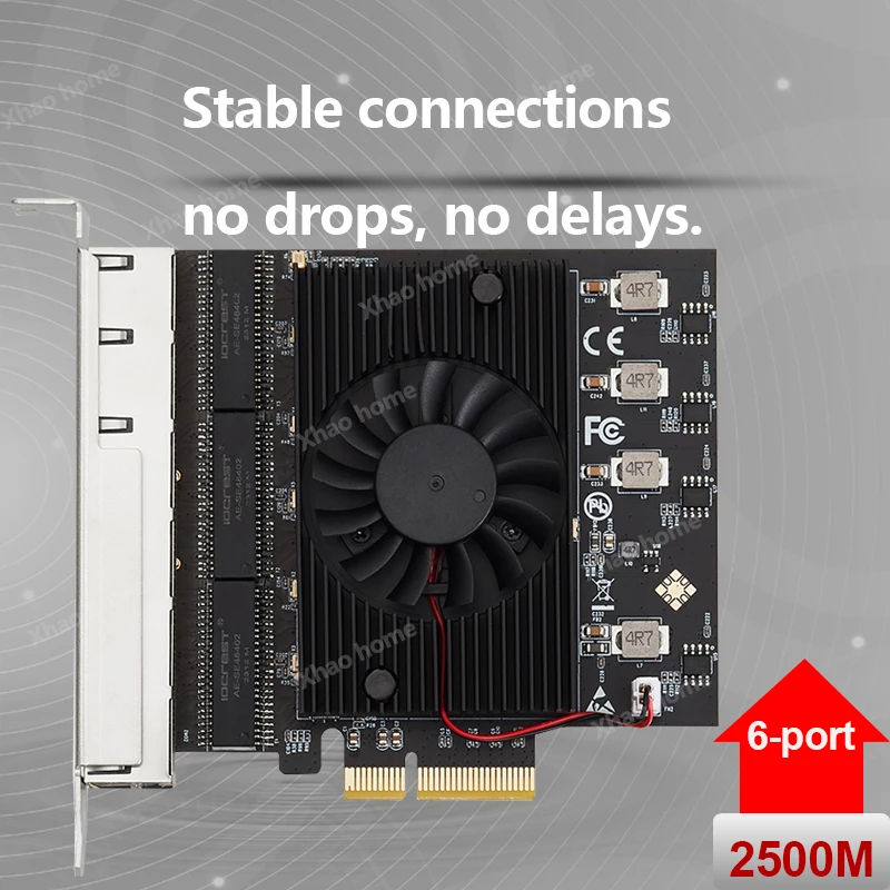 6 Port RJ45 2.5G Kartu Jaringan Lan Kontrol Bangun Jarak Jauh Kecepatan Tinggi PCIE X4 Adaptor Ethernet PC Desktop Server 10/100/1000/2500Mbps