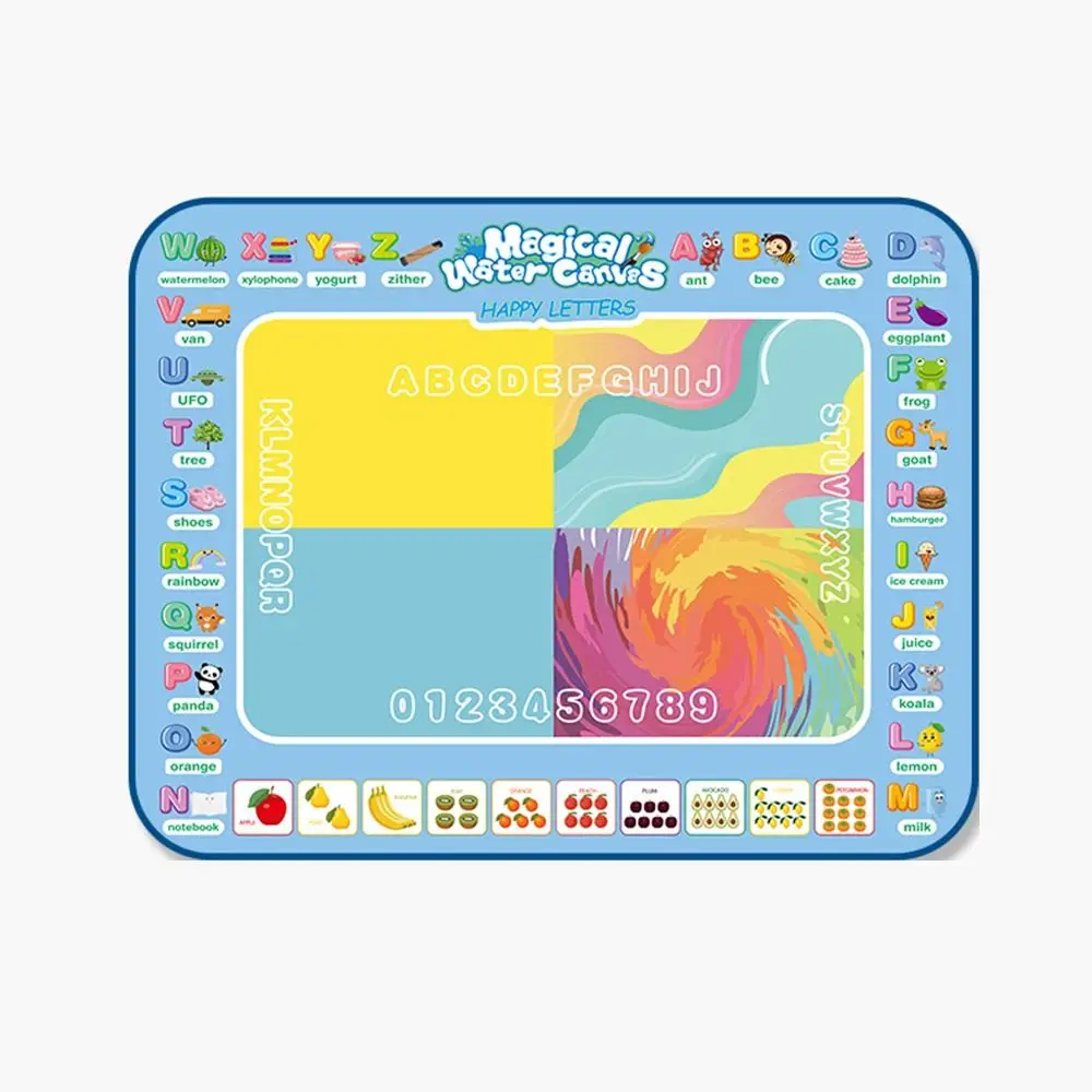 Super Size Magic Water Canvas Repeated Graffiti Letter/Number/Animal/Fruit Patterns Water Drawing Mat ‎Multicolor Reusable