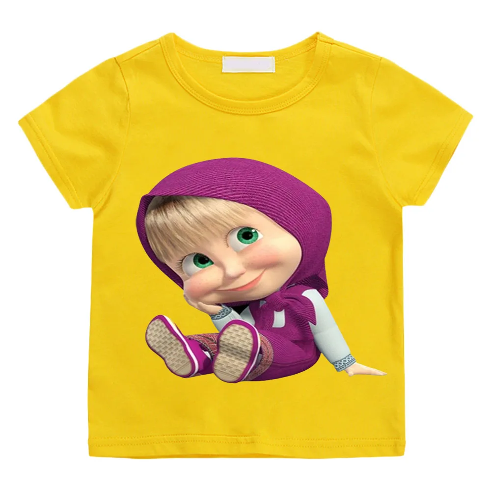 Anime Mashas Little Girls T Shirt Boys Funny Casual Clothes Baby Tops Children Summer Short Sleeve Cartoon Sudadera Tee-shirt