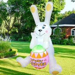 1.5m/5FT Easter Decoration Inflatable Sitting Rabbit Easter Egg Built-in LED Light Indoor Garden Party Scene Layout Ornament