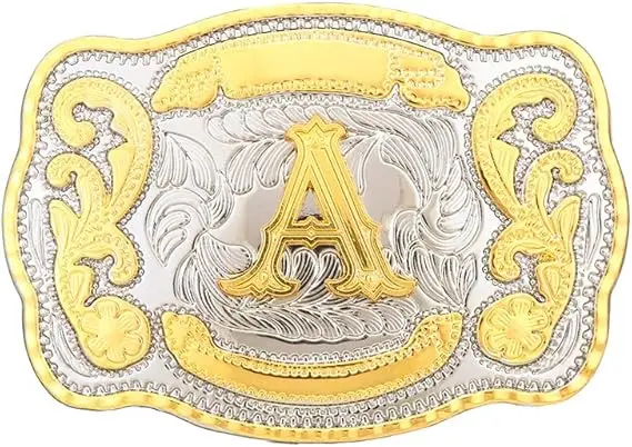 Vintage Belt Buckle Men Western Cowboy Rodeo Initial Letter ABCDMRJ to Z Golden Belt Buckles for