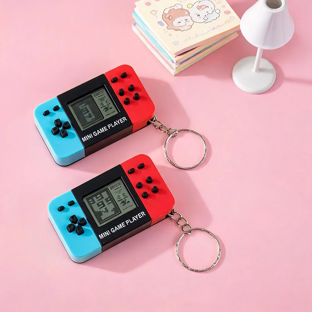 1pc Classic Tetri Handheld Game Console Keychain Retro Portable Nostalgic Puzzle Toy for Men And Women mini keychain pendant Toy image 5