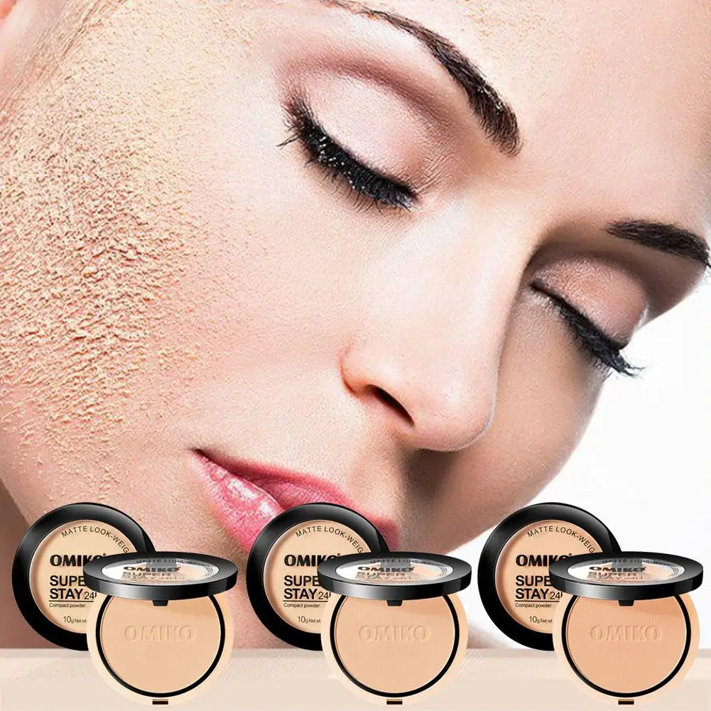 Nowy 3-kolorowy puder do makijażu Rozjaśniający puder do twarzy Kontrola oleju Kosmetyki Baza pod makijaż Puder do makijażu Nude Foundation Pressed X7P3