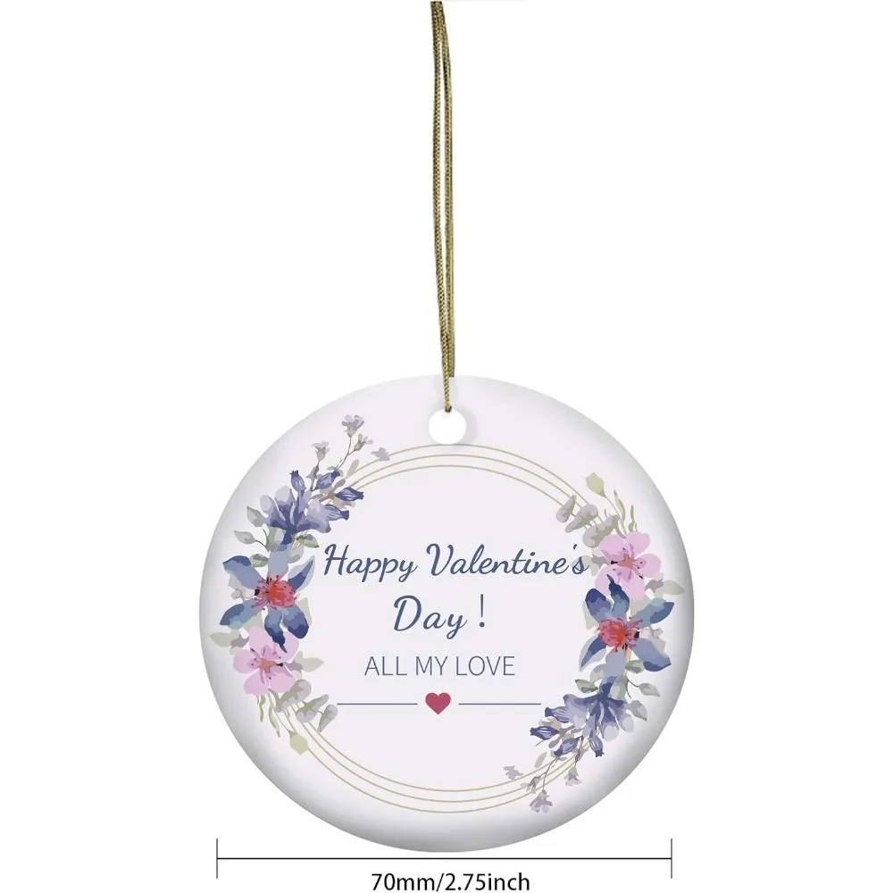 1PC Valentine's Day Theme Ornament Romantic Theme Ornament Hanging Ornament Porcelain Pendants for Home Indoor Outdoor Decor