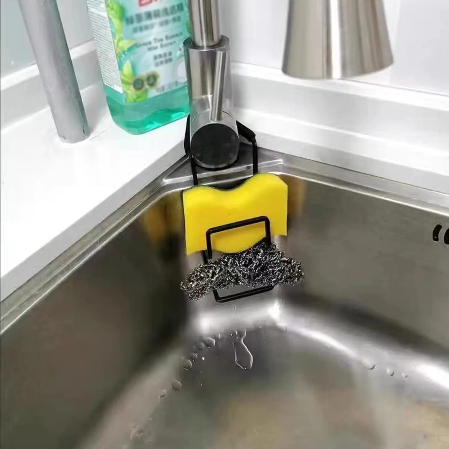 Metal Suction Cup Sink Drain Rack Wall Sucker Sponge Storage Drying Holder Kitchen Sink Soap Stand Dish Cloth Shelf Organizer