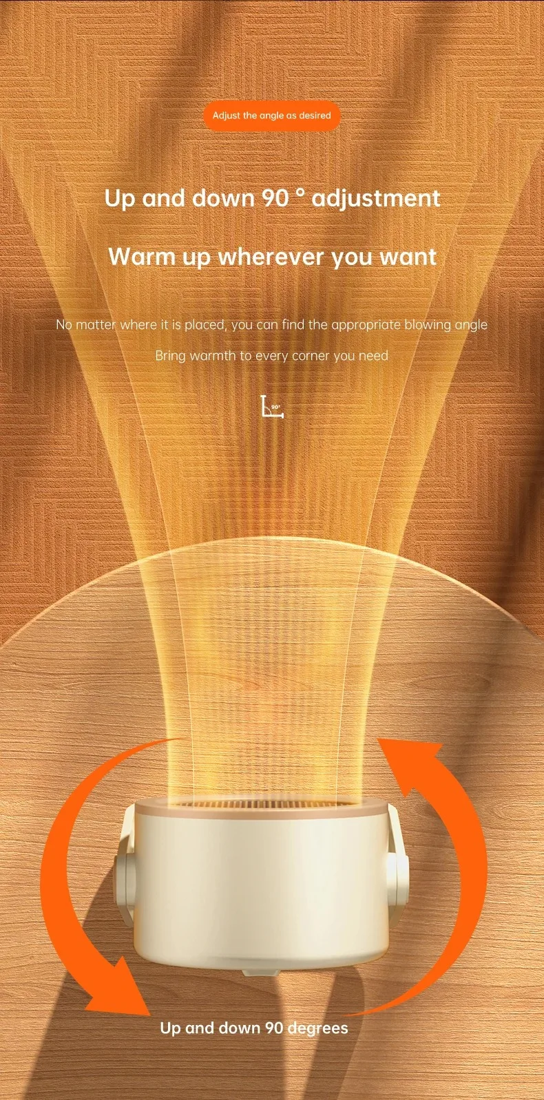 Tragbarer Desktop-Heißluftgebläse, Energieeffizienter Warmluftheizer, Geräuscharmer Warmluftgebläse, Mini-Energiesparheizgerät, Mini-Ventilator-Ofen – Detail 5