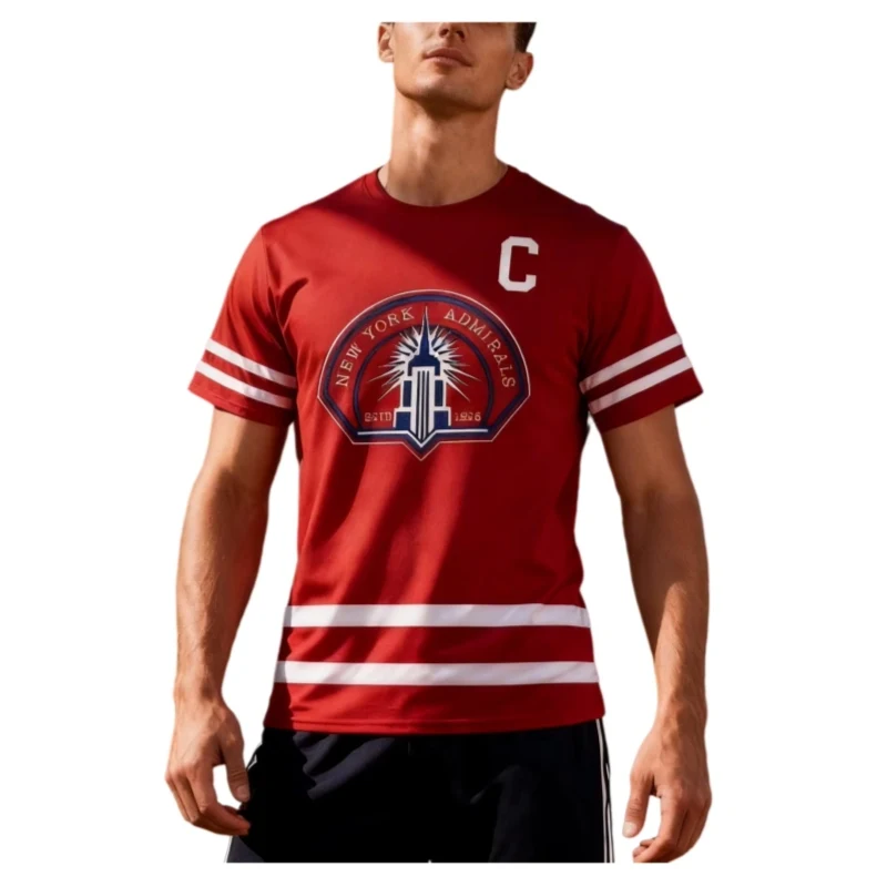 New York Admirals Heated Rivalry Scott Hunter #21 3D Printed Jersey Tee Men's Red Short Sleeve Loose Unisex Streetwear T-shirts
