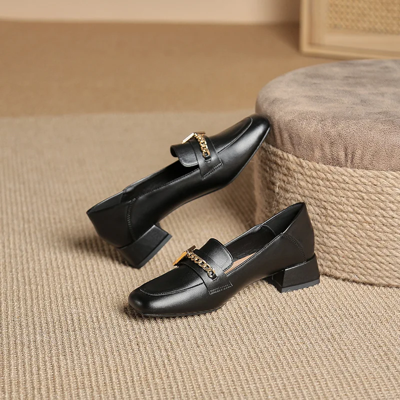 TOPHQWS 2023 New Vintage Women Mary Janes Shoes Casual Round Toe Heels High Quality Soft Leather Loafers Female Designer Shoes