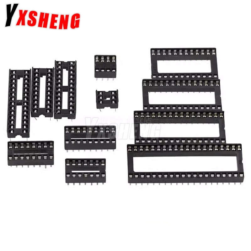 10PCS IC Sockets 2.54mm Connector 8 14 16 18 20 24 28 40 Pin DIP Socket Chips Base DIP6 DIP8 DIP14 DIP16 DIP18 DIP20 DIP28 DIP40