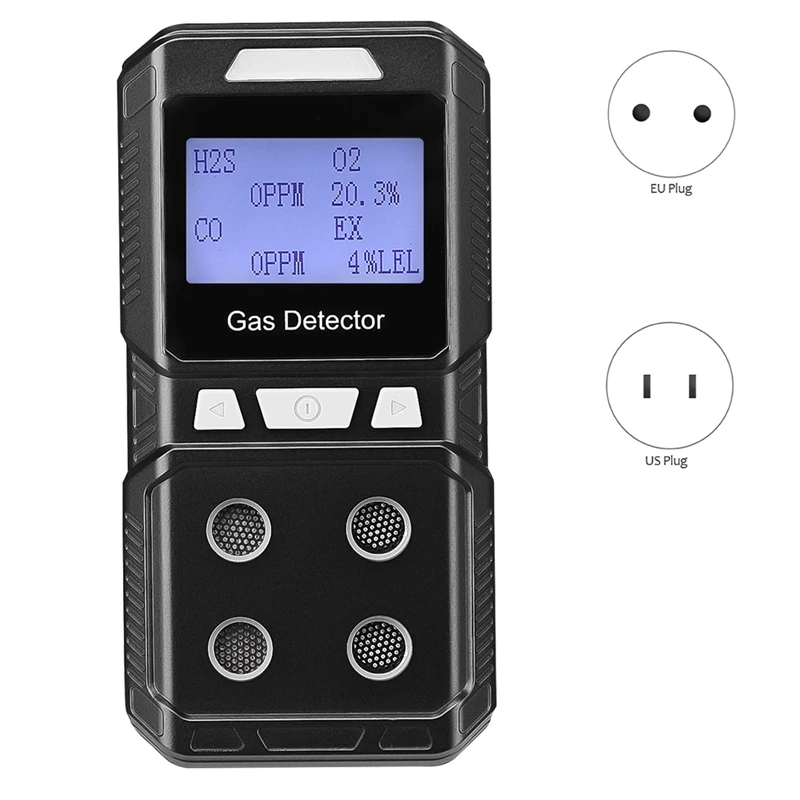 

Portable 4 Gas Detector Rechargeable Multi Gas Monitor Air Quality Tester Analyzer High Precision EX O2 H2S CO