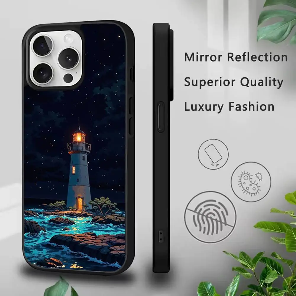 Casing Ponsel Anime Lighthouse Untuk IPhone 17,16,15,Pro,Max,Air,14,Plus,13,12,11 Penutup Pengisian Daya Nirkabel Magesafe