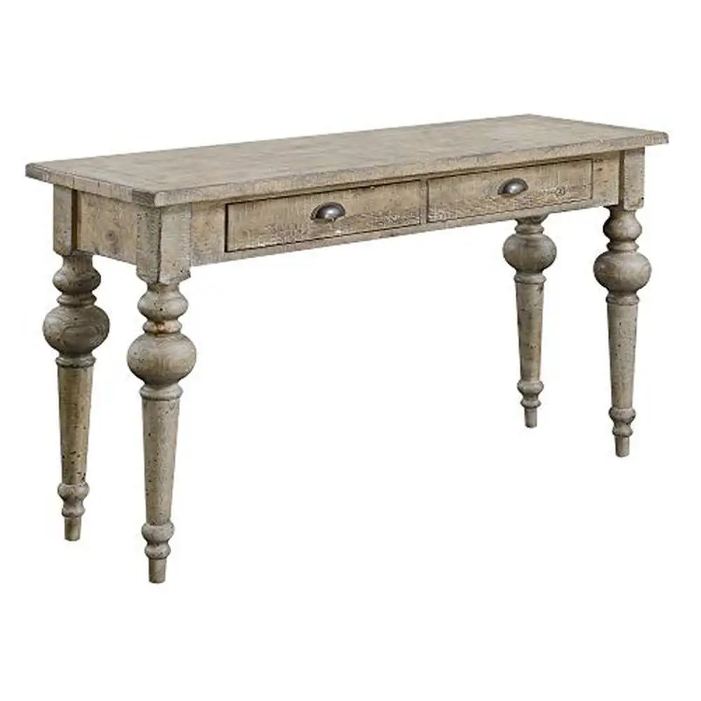 Reclaimed Wood Rustic Console Table with Drawers Limestone Gray 54