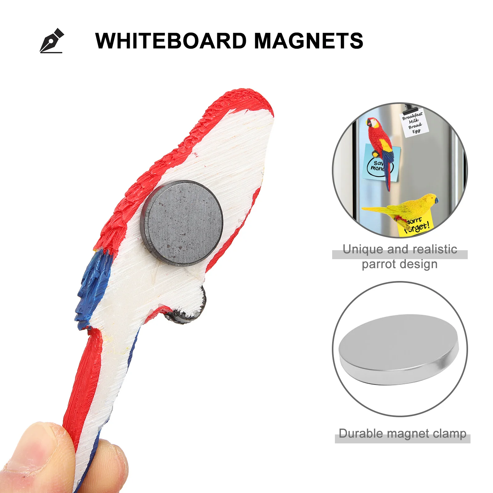 

2Pcs Realistic Parrot Fridge Magnet Kitchen Cabinet Door Decor Scratch Resistant Fridge Magnet Refrigerator Magnets