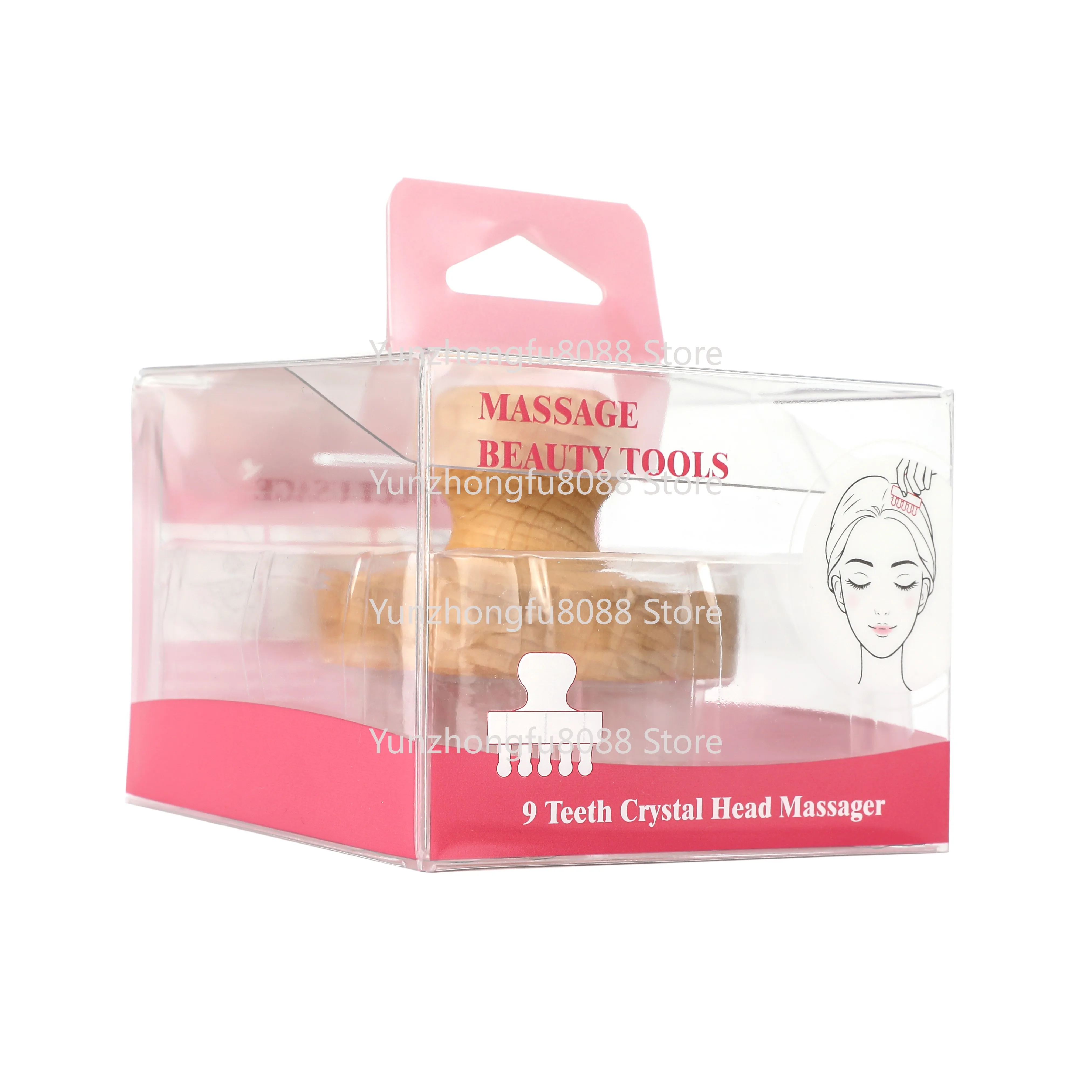 Wooden Scalp Massager Crystal Tooth Comb Gua Sha Features Flower Shape Face Neck Body Massage