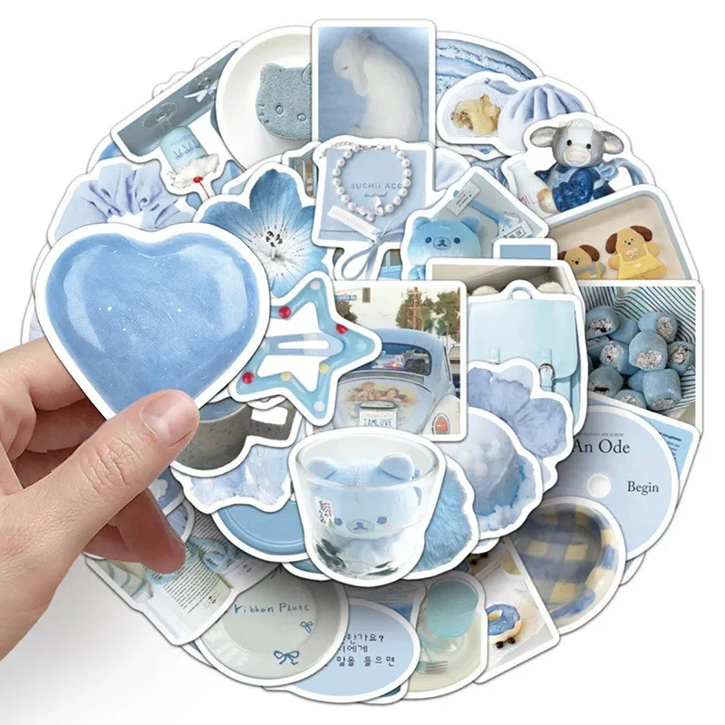 50枚 ペールブルー インスタイル クリエイティブ トレンディ ステッカー - 冷蔵庫、ヘッドフォン用 DIY デコレーション デカール