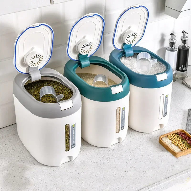 Rice Bucket Kitchen 10kg Insect-Proof Moisture-Proof Sealed Tank Pet Food Storage Bucket Household Grain Storage Box