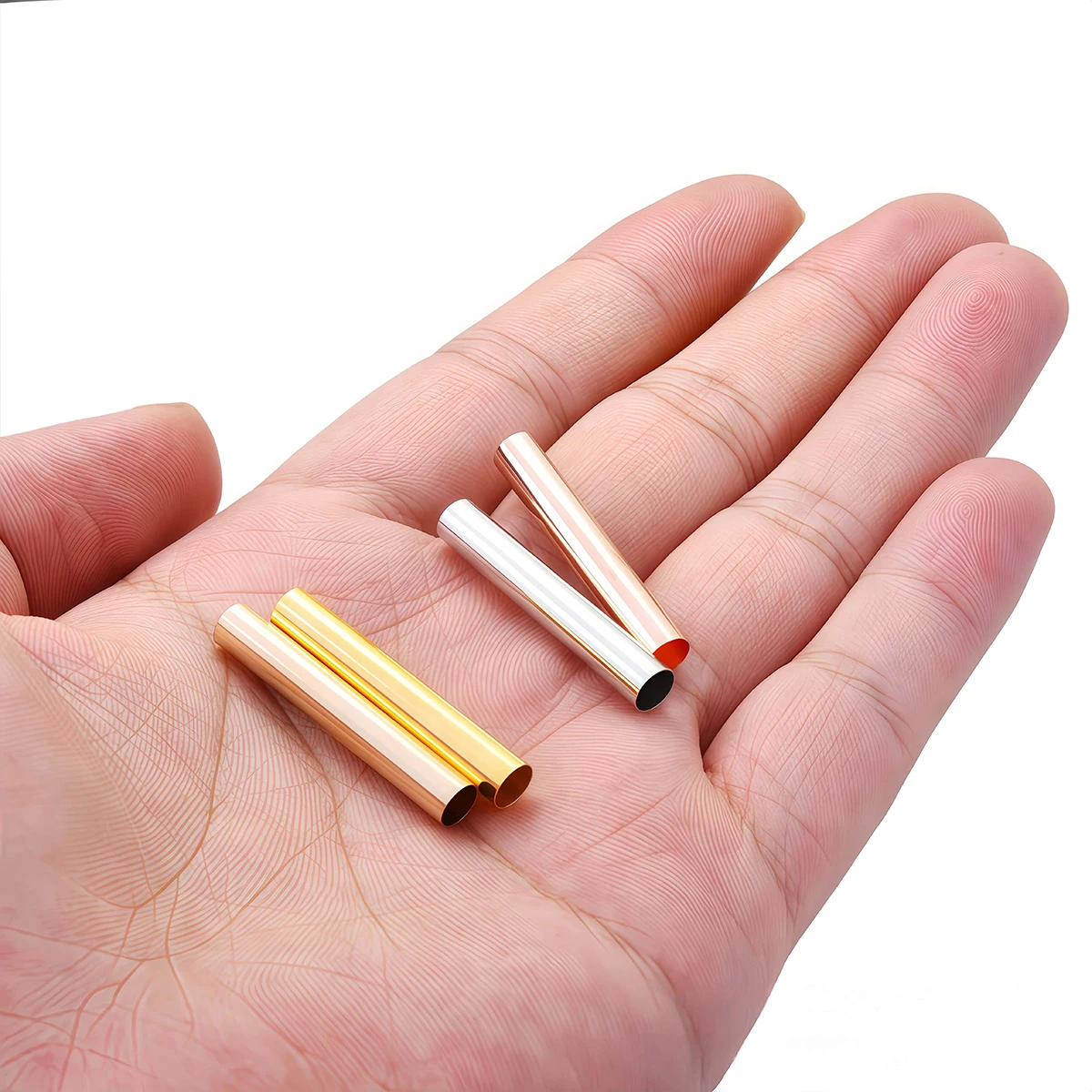 50/100PCS Copper Hollow Tube Spacer Beads Connectors Straight Bead for DIY Bracelet Necklace Jewelry Making Finding Accessories image 6