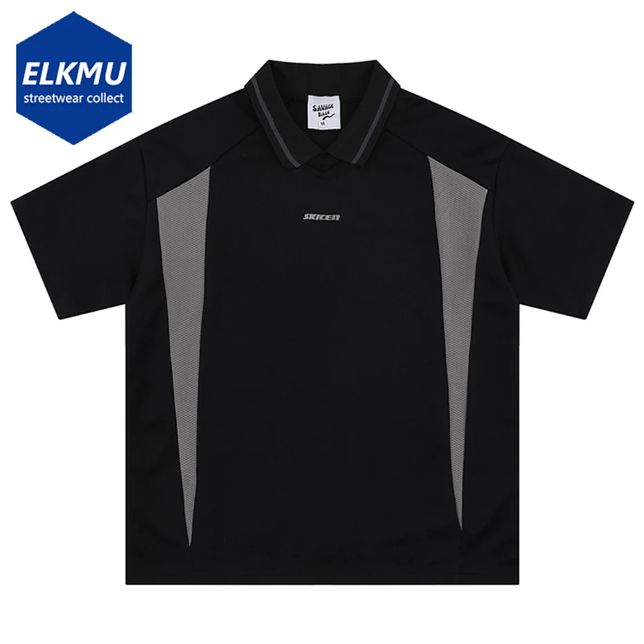 

Vintage Oversized Polo Shirts Men's Streetwear Harajuku Hip Hop T-shirts Summer Loose Casual Short Sleeve Tee Tops