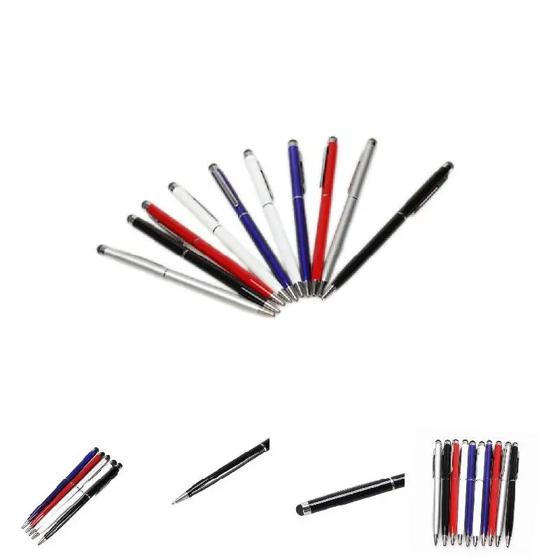 10Pcs 2 In 1 Capacitive Touch Stylus Pen With Gel ink Ballpoint Pen For Phone Tablet