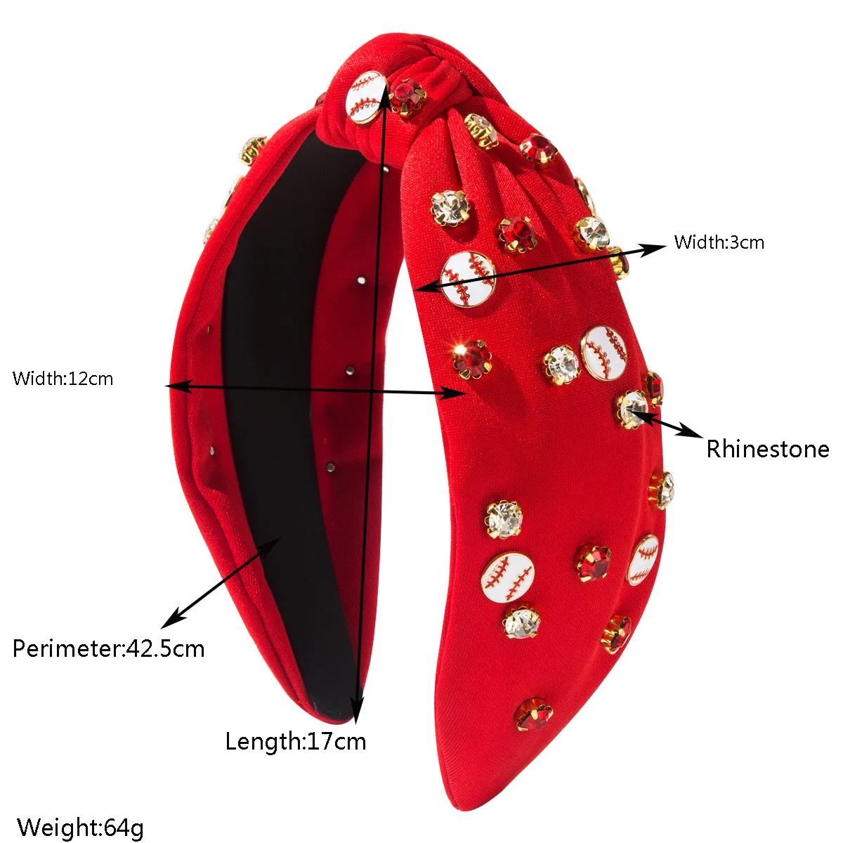 Hot-selling baseball accessories decorative sports style headband simple fashion wide-edge fabric diamond hair accessories