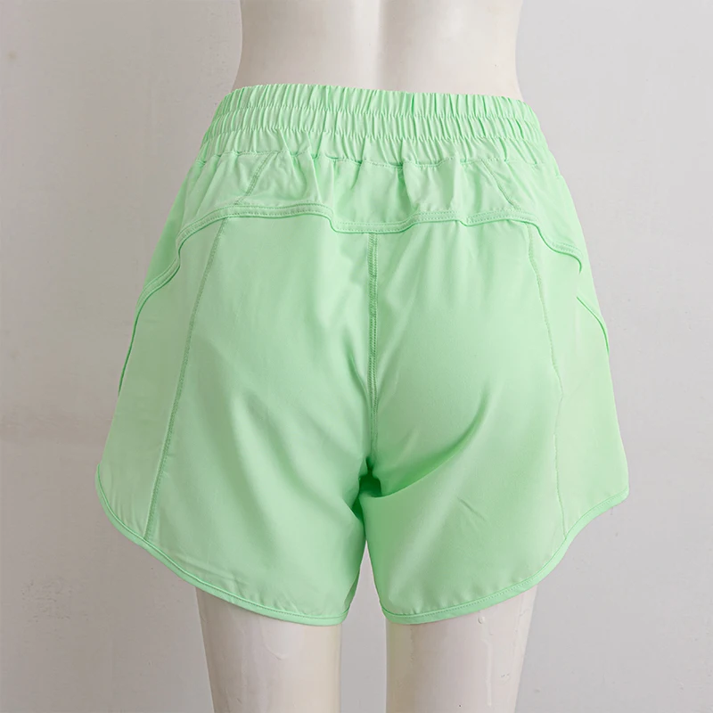 شورت يوجا رياضي للجري للسيدات، سروال عالي الخصر للتمرين في صالة الألعاب الرياضية، بطانة سريعة الجفاف، شورت ركوب الدراجات، ملابس الركض