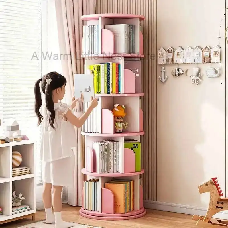 خزانة كتب دوارة على الحائط بعجلات باب متنقل خزانة كتب دوارة فنية من الخيزران Meuble Rangement Chambre أثاث Etudiant #2